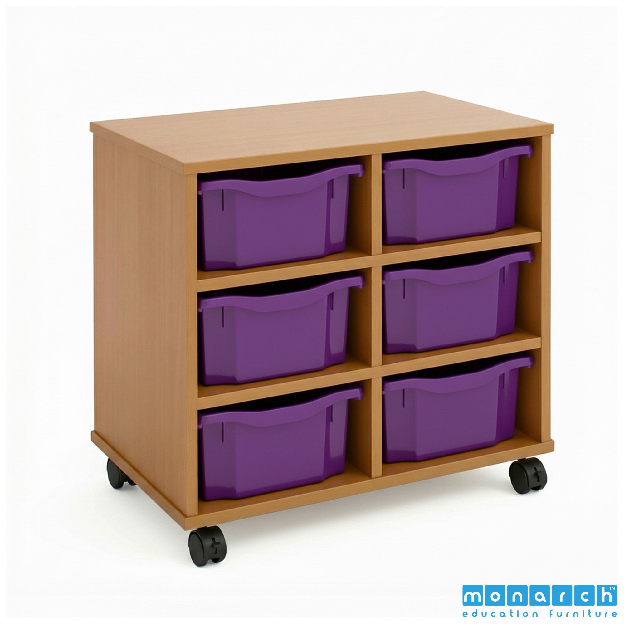 Monarch 6 Double-Tray Mobile Storage Unit – Maple