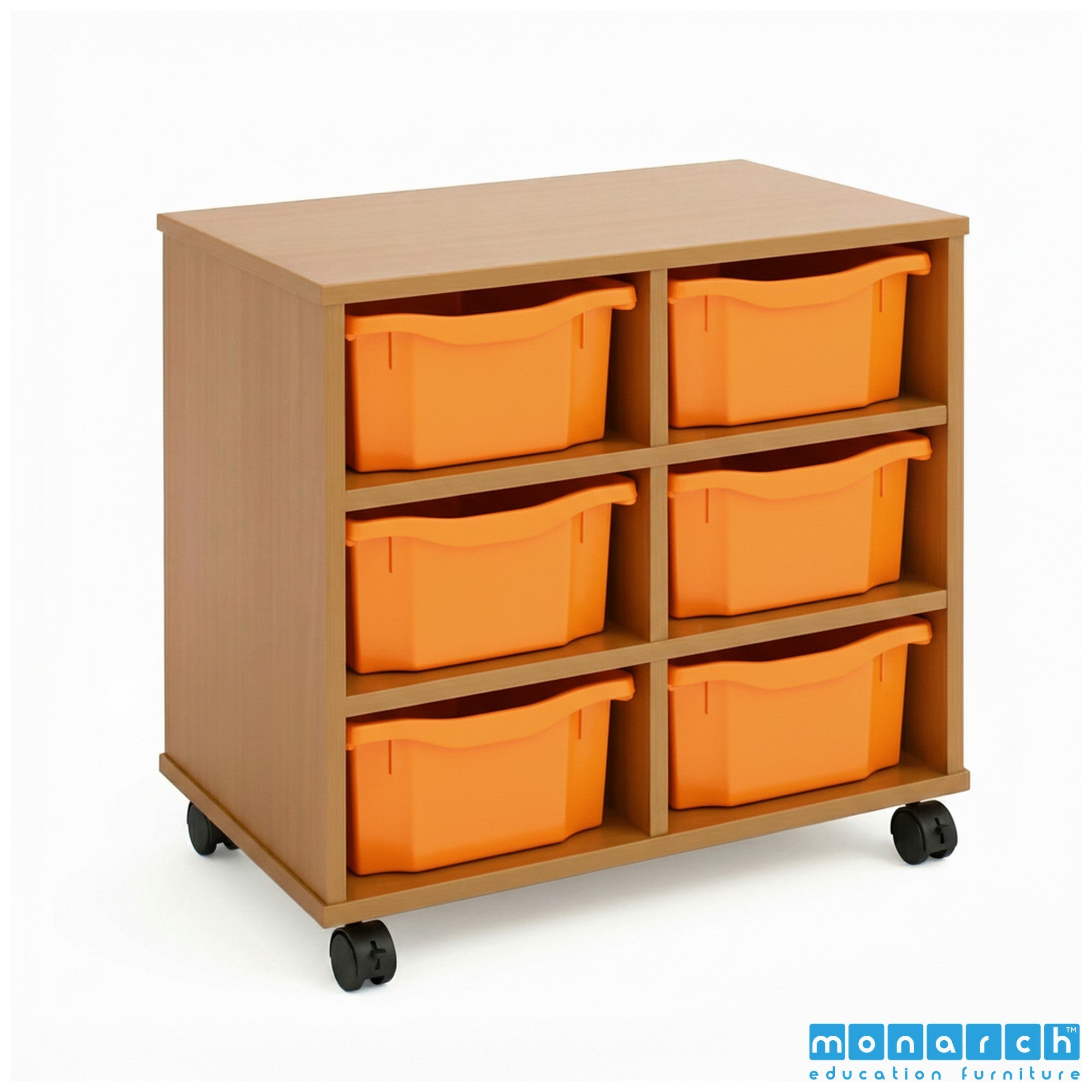 Monarch 6 Double-Tray Mobile Storage Unit – Maple