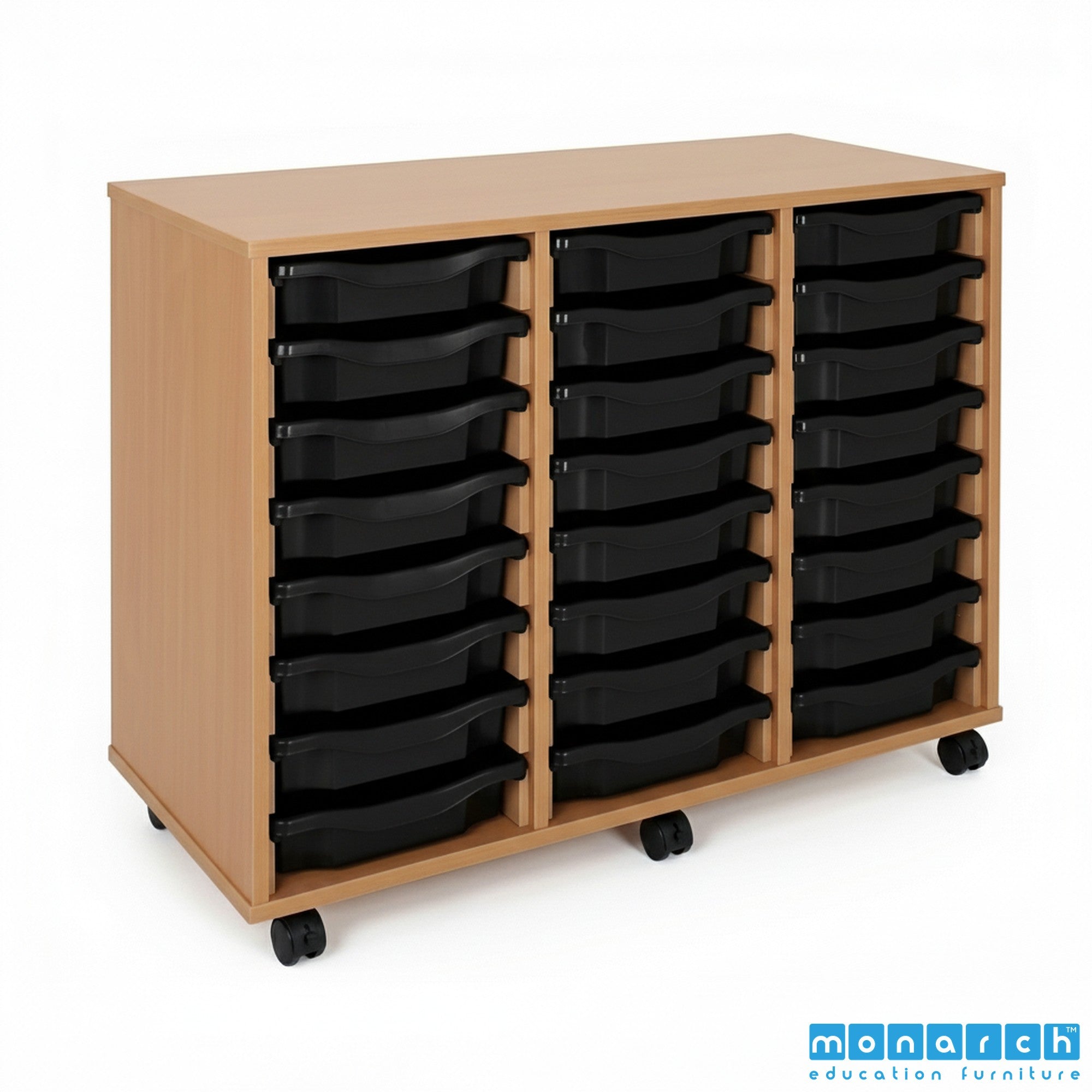 Monarch 24 Tray Mobile Storage Unit – Beech