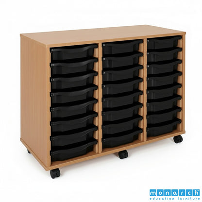 Monarch 24 Tray Mobile Storage Unit – Beech
