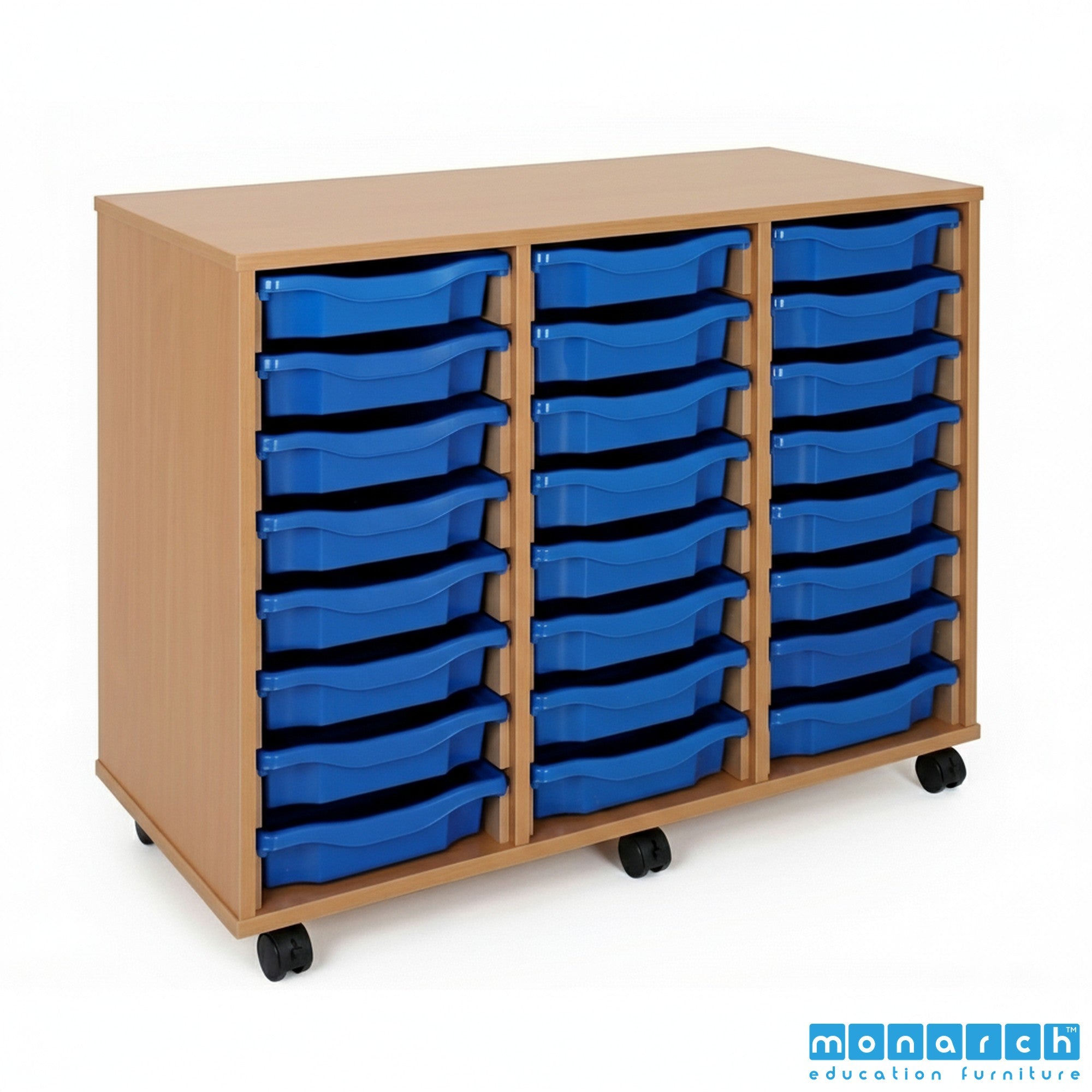Monarch 24 Tray Mobile Storage Unit – Beech