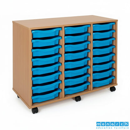 Monarch 24 Tray Mobile Storage Unit – Beech
