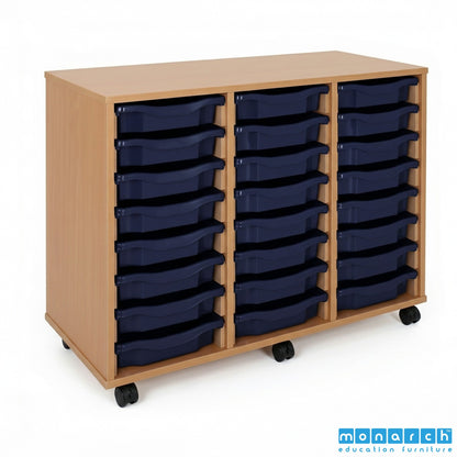 Monarch 24 Tray Mobile Storage Unit – Beech