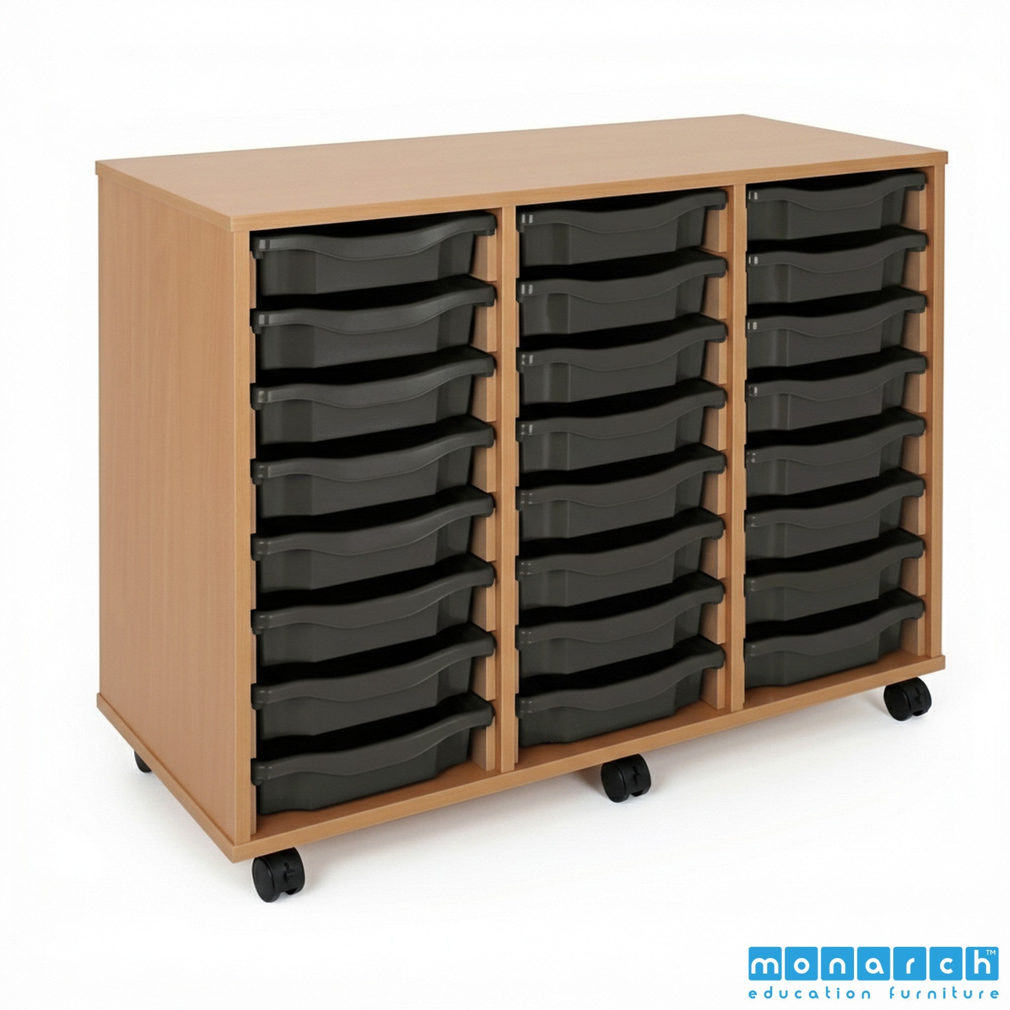 Monarch 24 Tray Mobile Storage Unit – Beech