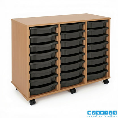 Monarch 24 Tray Mobile Storage Unit – Beech
