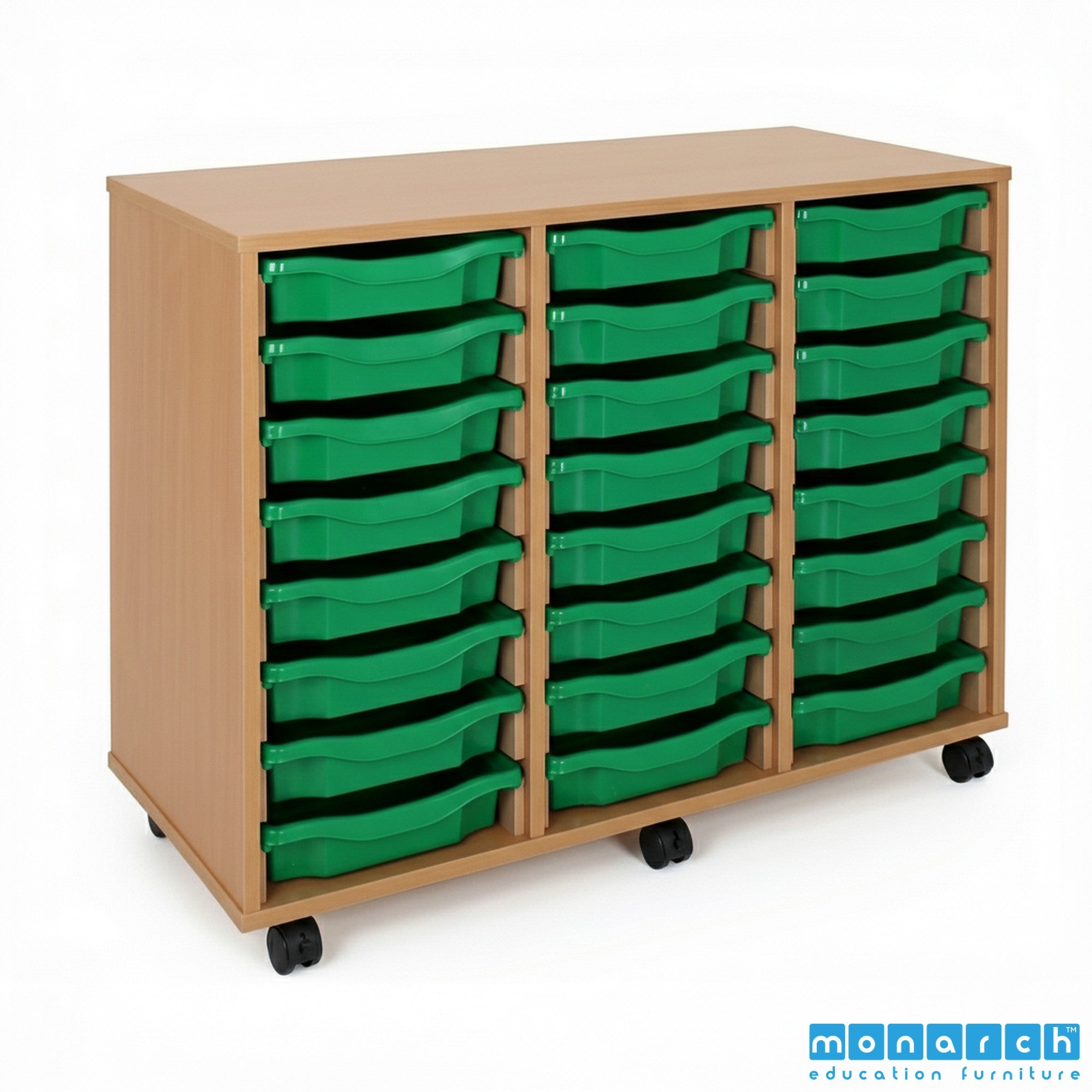 Monarch 24 Tray Mobile Storage Unit – Beech