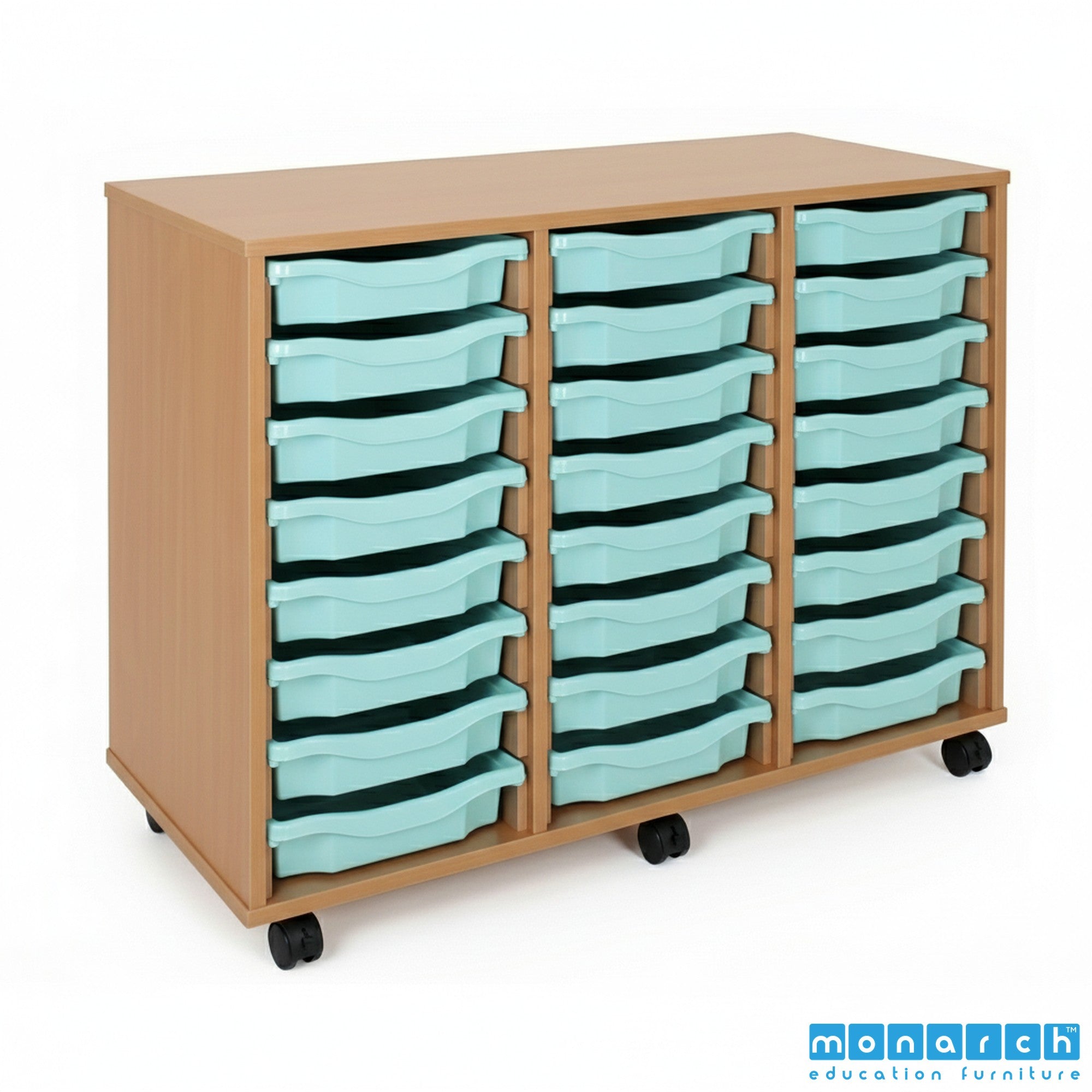 Monarch 24 Tray Mobile Storage Unit – Beech