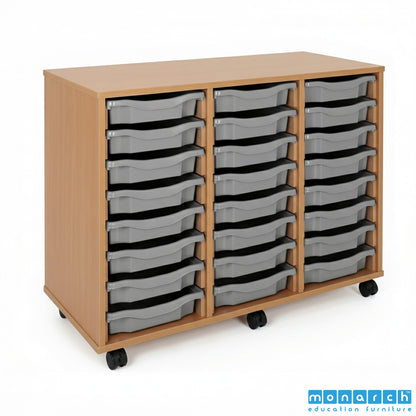 Monarch 24 Tray Mobile Storage Unit – Beech