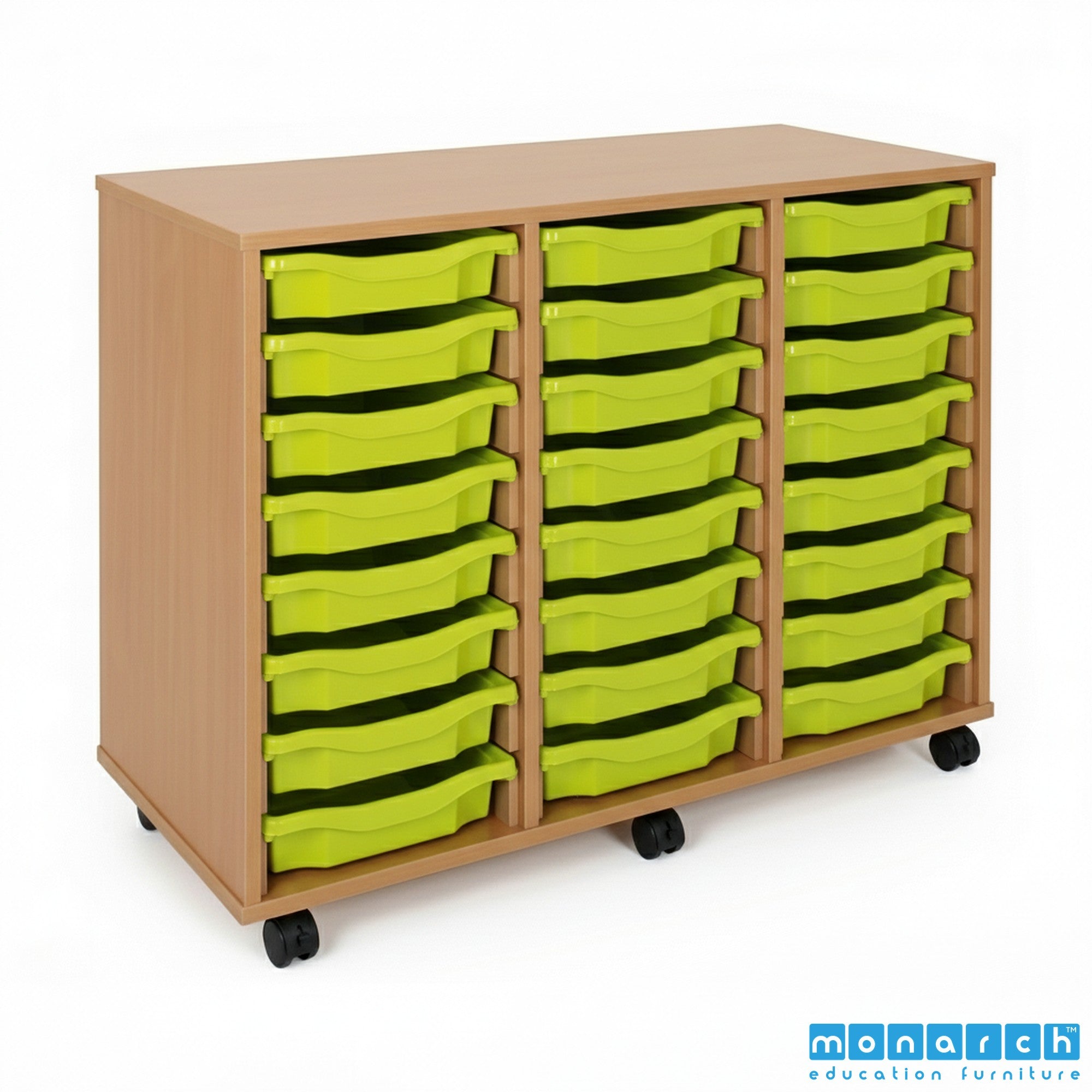 Monarch 24 Tray Mobile Storage Unit – Beech