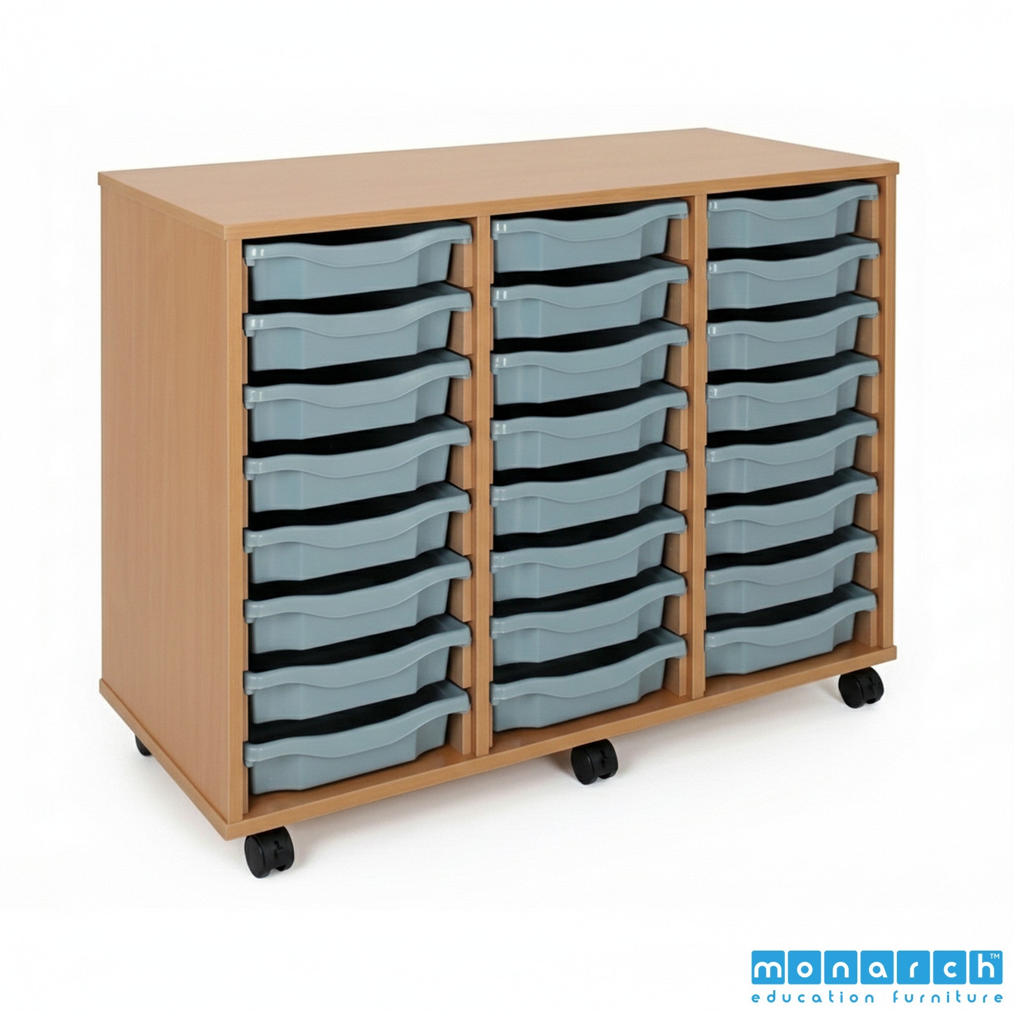 Monarch 24 Tray Mobile Storage Unit – Beech