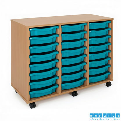 Monarch 24 Tray Mobile Storage Unit – Beech