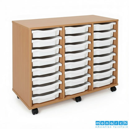 Monarch 24 Tray Mobile Storage Unit – Beech