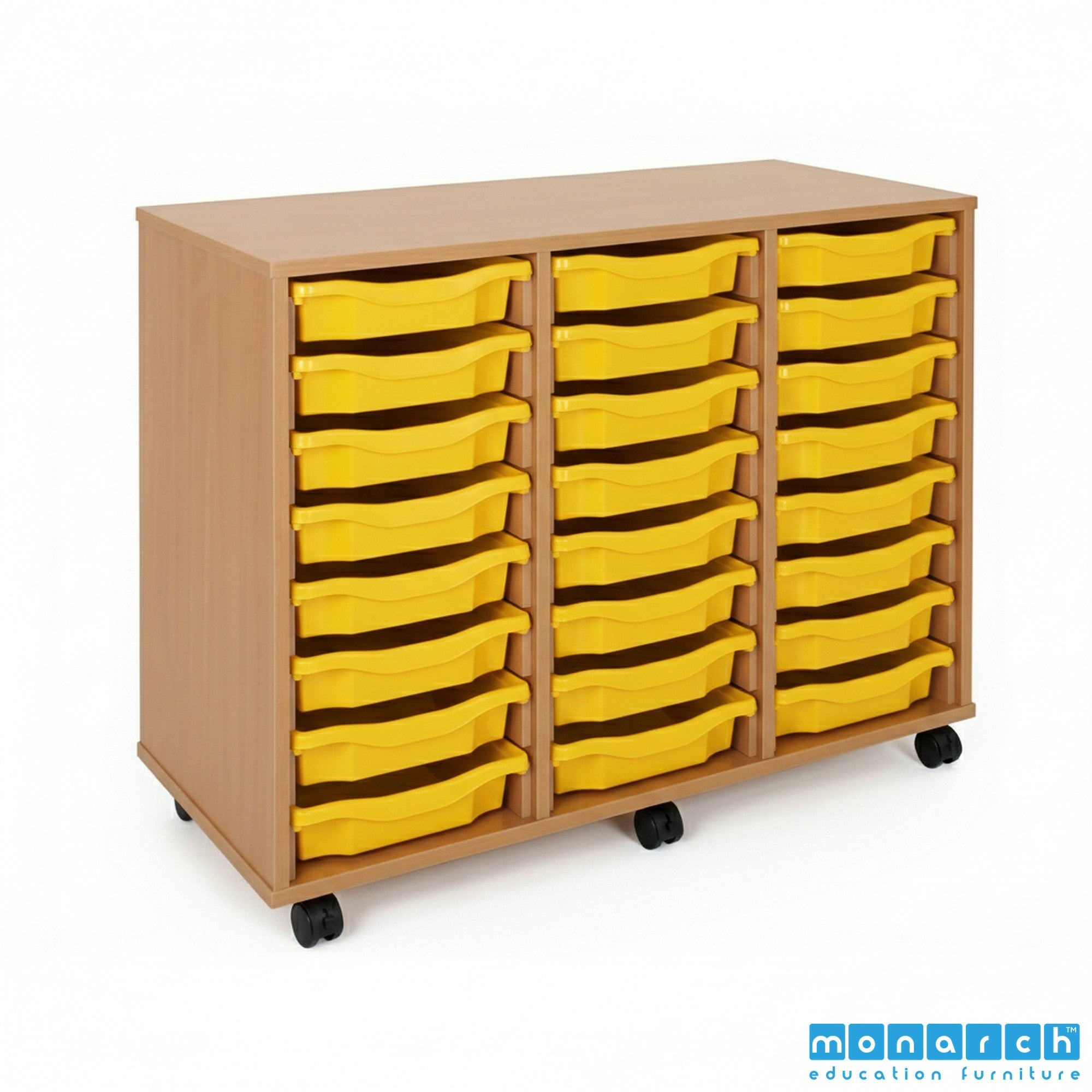 Monarch 24 Tray Mobile Storage Unit – Beech