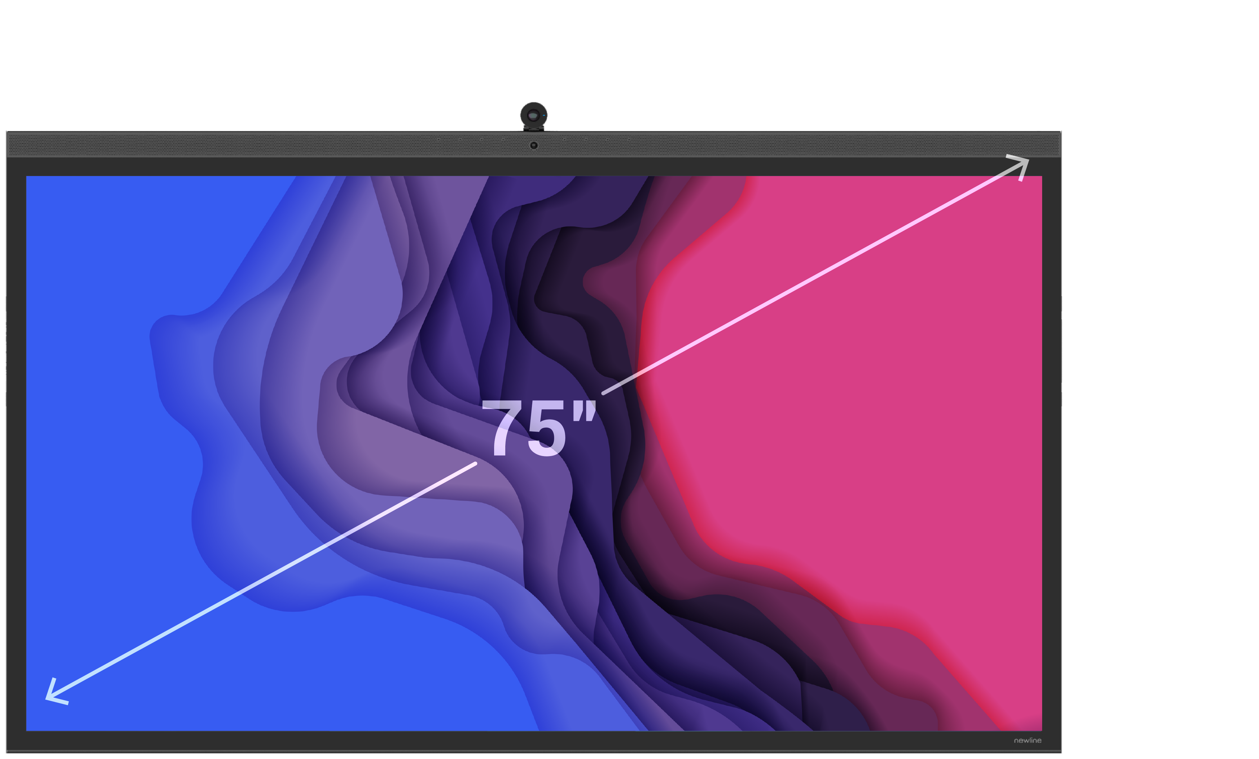Newline VEGA 75" projected capacitive touch panel with edge-to-edge glass for immersive collaboration.