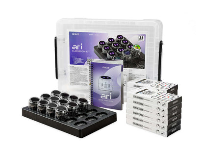Ozobot Ari Classroom Kit featuring 12 interactive robots, lesson guide, and coding resources for K12 education.