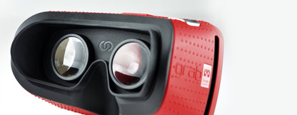 Homido Grab VR Viewer in red, designed for immersive VR experiences in educational settings.