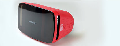Homido Grab VR Viewer in red, designed for immersive VR experiences in classroom settings.