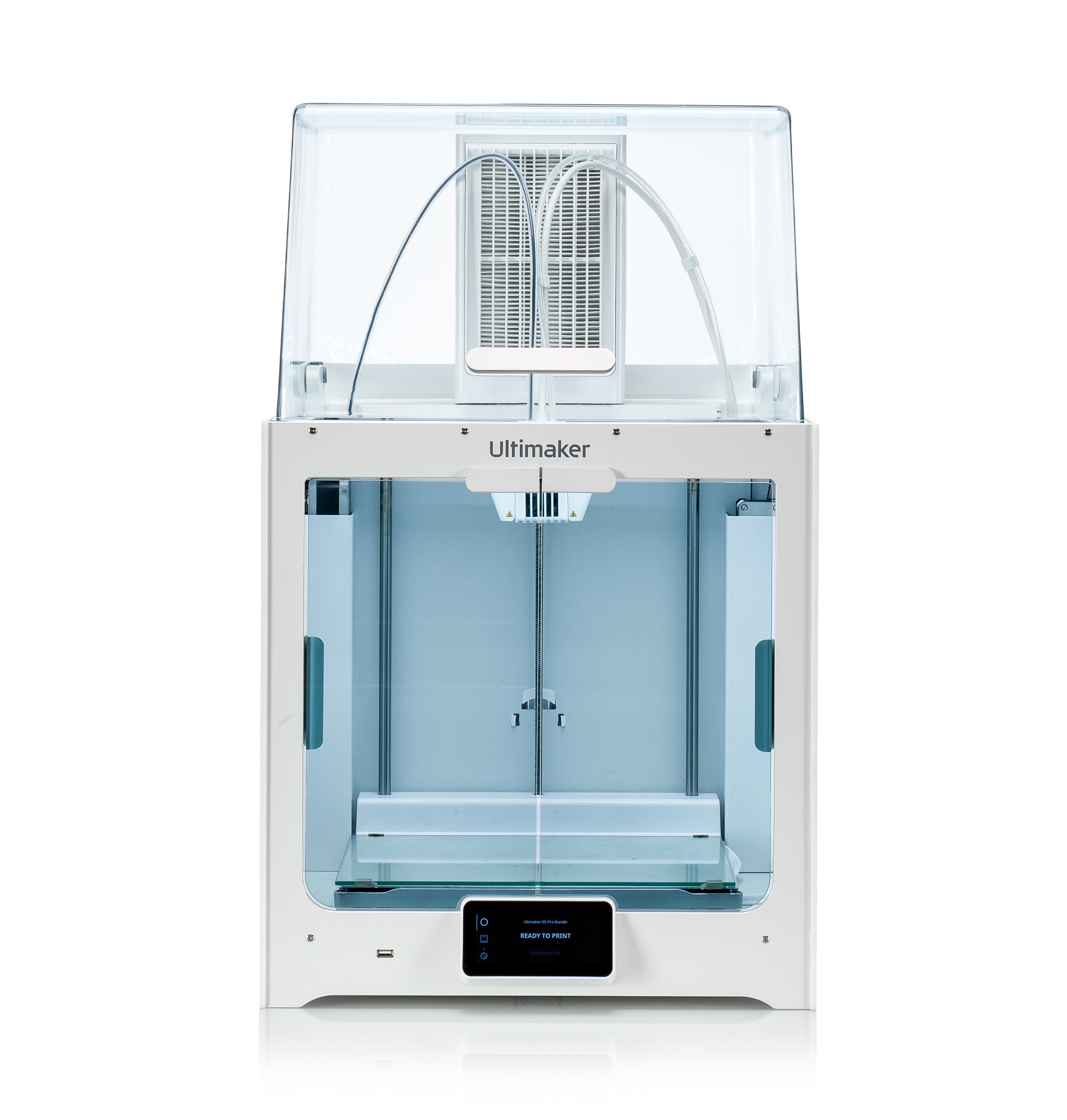 Ultimaker 2+ Connect Bundle 3D printer with touchscreen and networking features for remote printing.