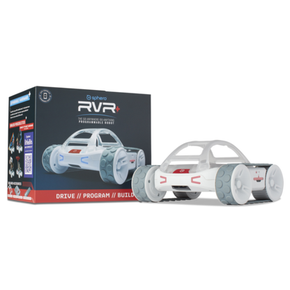 Sphero RVR+ programmable robot with packaging, designed for learning coding and robotics in classrooms.