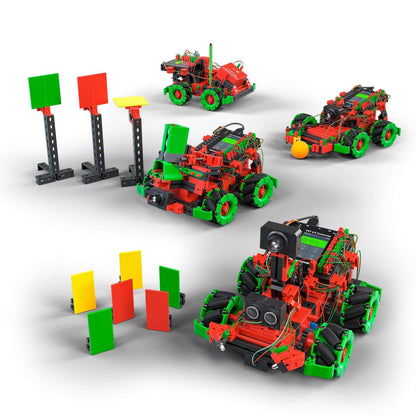 Add On STEM Coding Ultimate with Omniwheels, featuring robotic vehicles and colorful traffic signals.