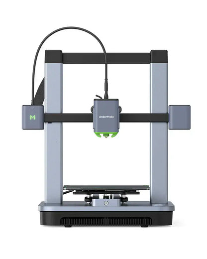 AnkerMake M5C-B 3D printer showcasing its modern design and lightweight extruder for high-speed printing.