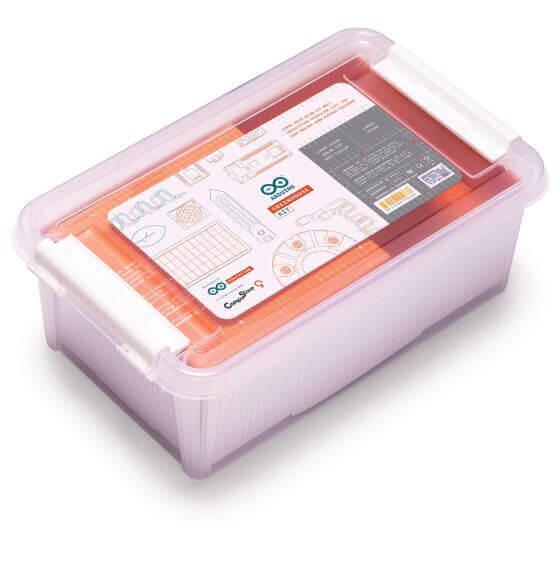 Arduino Greenhouse Kit storage box with instructional graphics for urban farming education.