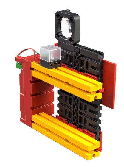 Colorful optical experiment kit for primary school, showcasing basic optics components for educational use.