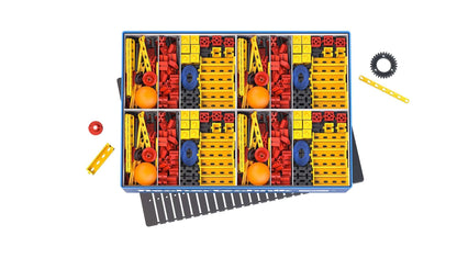 CLASS SET Simple Machines kit featuring colorful components for teaching physics in primary schools.