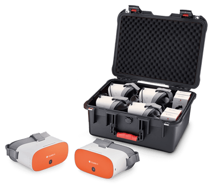 ClassVR Premium Set of 4 VR headsets and controllers in a protective case for educational experiences.