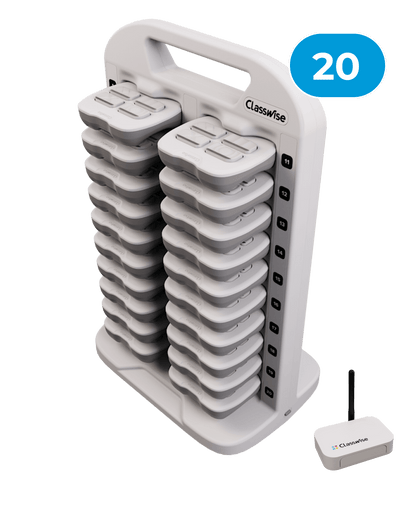 Try Before You Buy - Classwise 20 educational solution with 20 gamification devices on a charging stand.