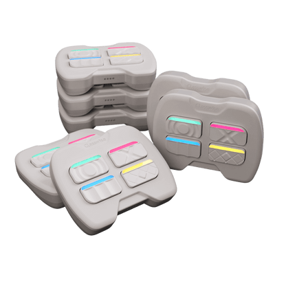 Set of 10 Classwise Classpads for gamified education, featuring multimedia interactive buttons in various colors.