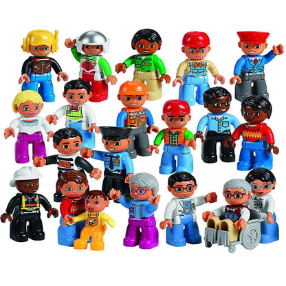 Variety of LEGO DUPLO figures in the Community People Set 45010, showcasing diverse occupations and roles.