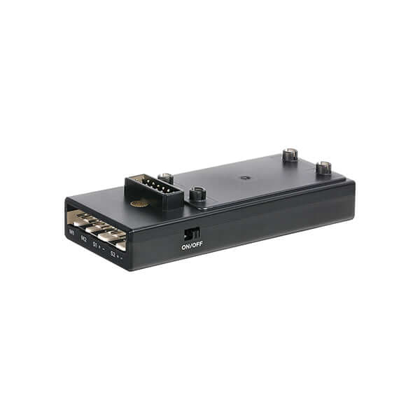 CyberPi Go Kit microcomputer module with on/off switch, multiple inputs, and advanced connectivity options.