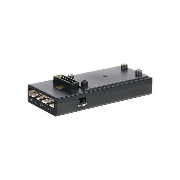 CyberPi Go Kit microcomputer module with on/off switch, multiple inputs, and advanced connectivity options.