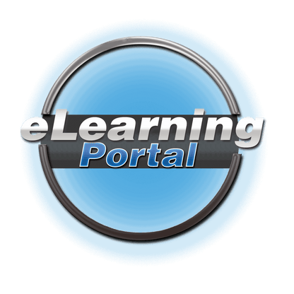 Logo of eLearning Portal on a blue background, representing online education resources.