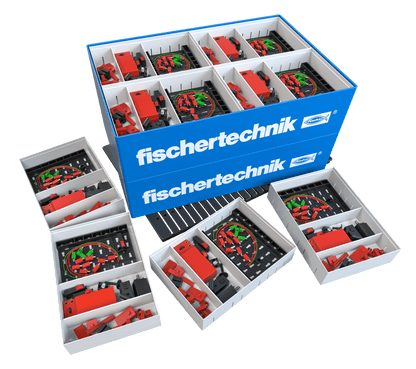 CLASS SET Electrical Control kit by fischertechnik, featuring components for sustainable electrical circuits in primary education.