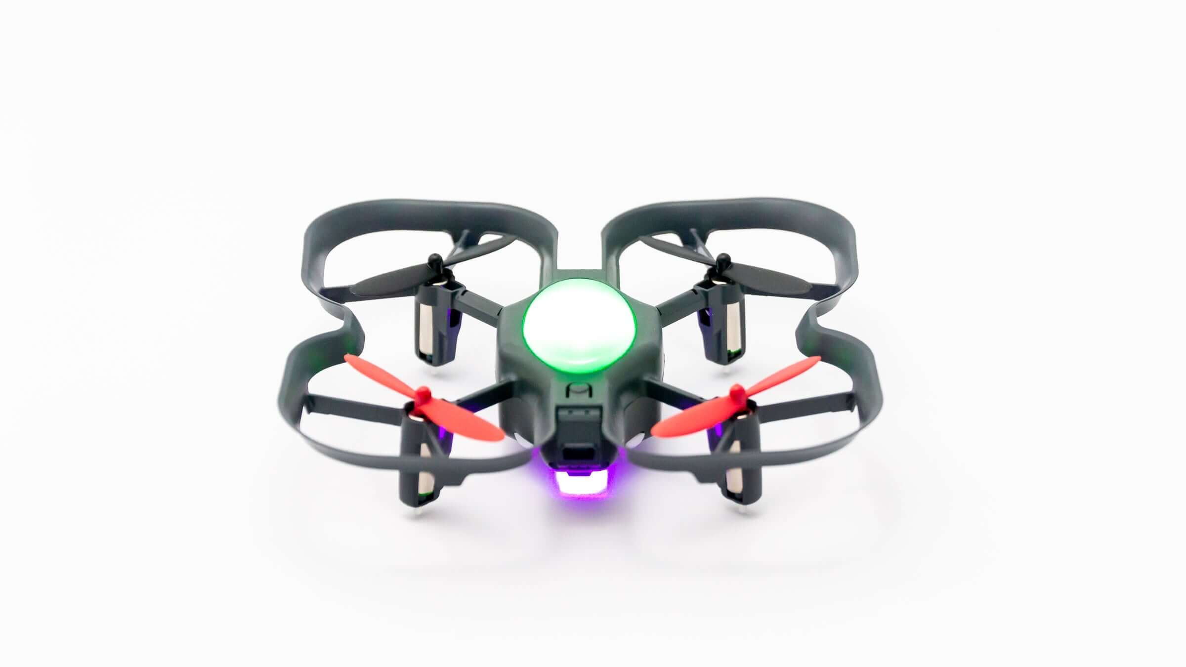 Robolink CoDrone EDU programmable drone showcasing its color sensors and durable frame for classroom learning.