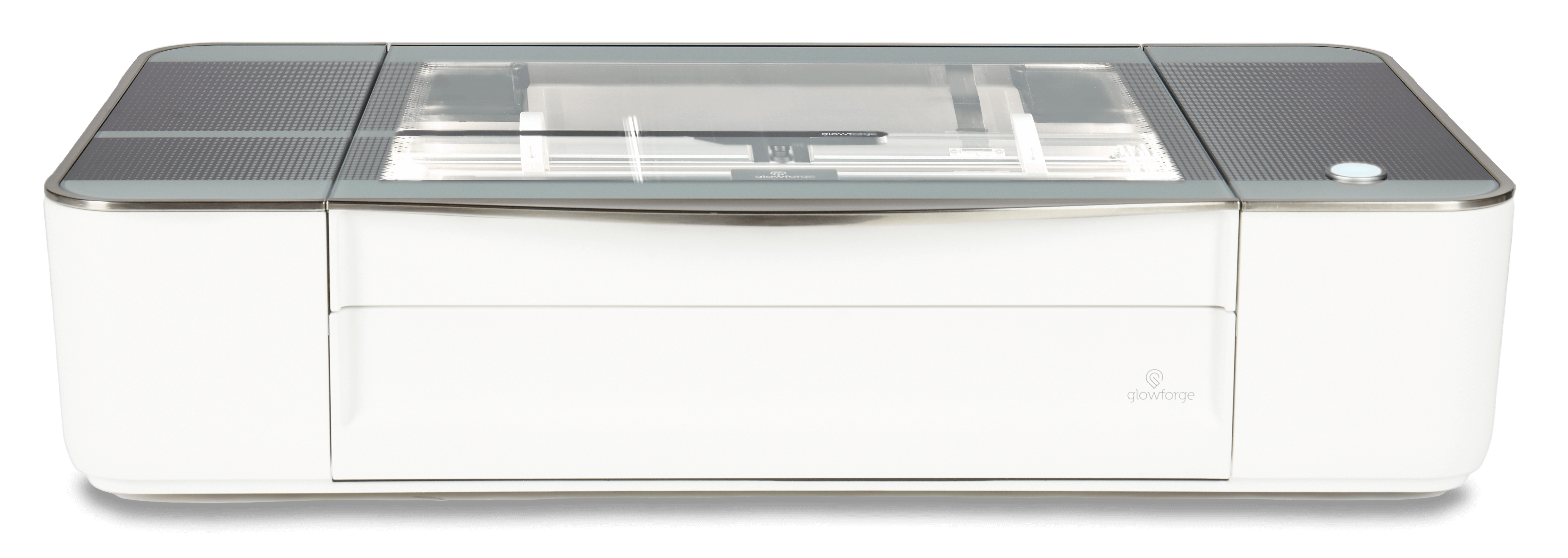 Glowforge Plus laser cutter and engraver showcasing sleek design and advanced features for creative projects.
