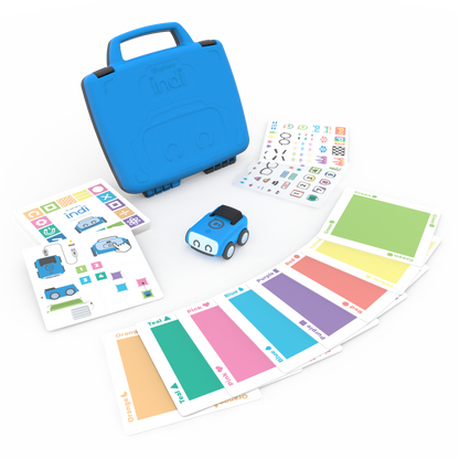 Sphero indi Student Kit with robot, coding cards, and color cards for interactive STEAM learning.