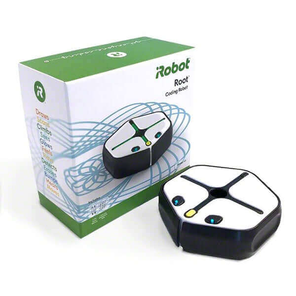 IRobot® Root® Coding Robot in packaging, designed for coding education and creativity.