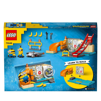 LEGO® 4+ Minions in Gru’s Lab set 75546 featuring Kevin, Otto, and fun building elements like slides and cars.