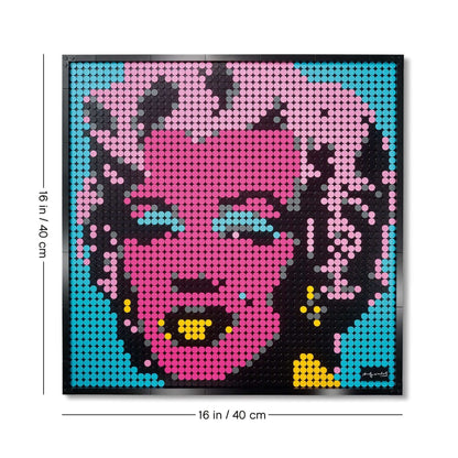 LEGO® Art Andy Warhol's Marilyn Monroe wall art piece, vibrant colors, 16x16 inches, relaxing art project.