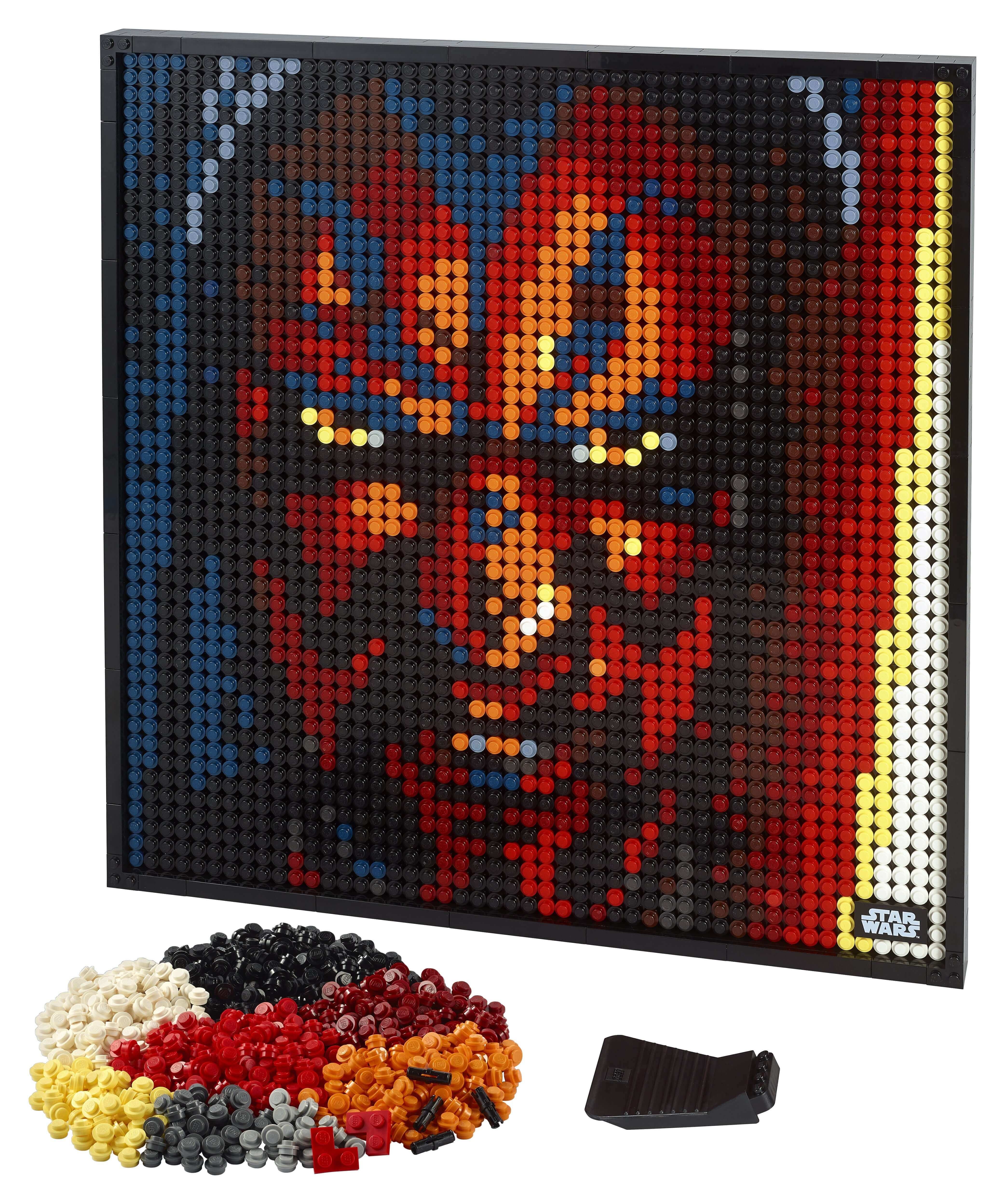 LEGO® Art Star Wars The Sith building set featuring Darth Maul wall art, showcasing vibrant LEGO pieces and immersive soundtrack.