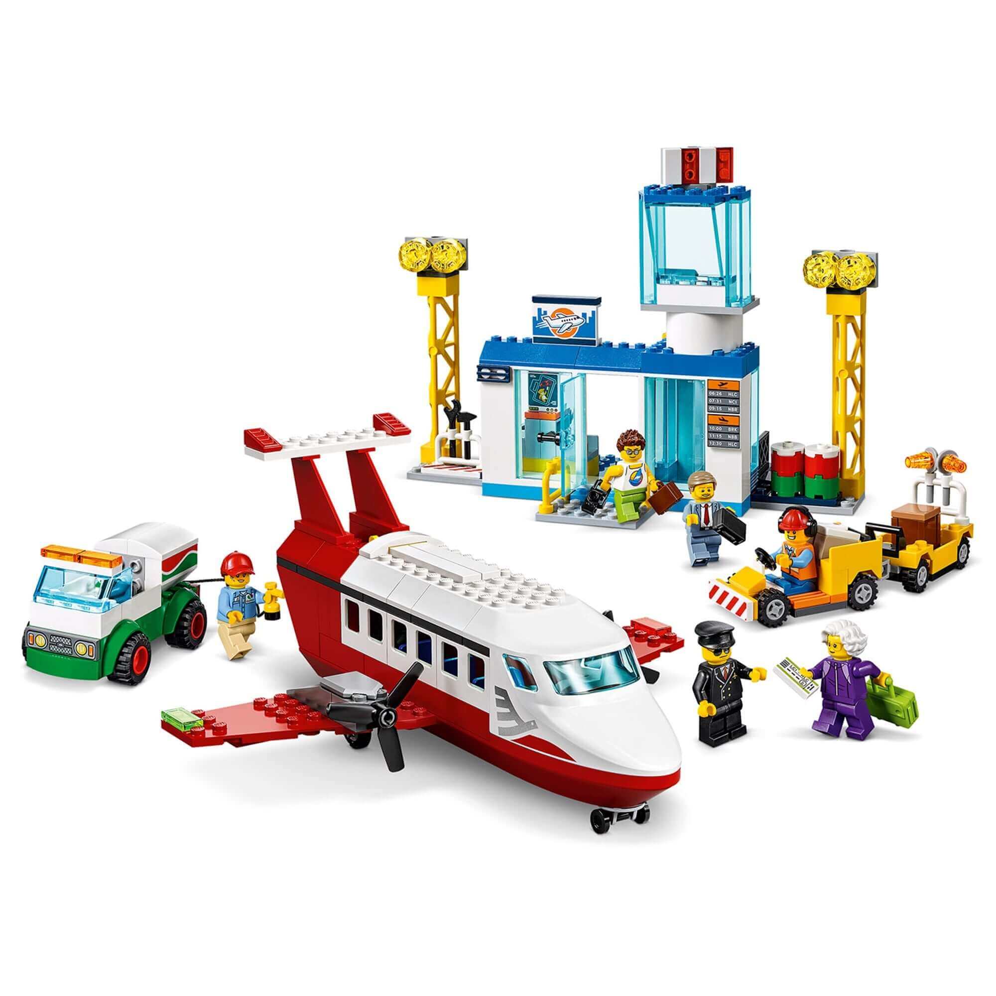 LEGO City 4+ Central Airport Charter Toy 60261 with plane, airport terminal, minifigures, and vehicles.