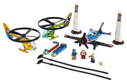 LEGO® City Airport Air Race set 60260 with helicopters, stunt plane, and minifigures for imaginative play.