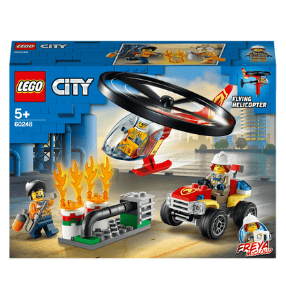 LEGO City Fire Helicopter Response Set 60248, featuring helicopter, ATV, and minifigure Freya McCloud.
