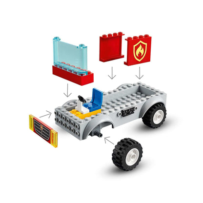 Step-by-step assembly of LEGO® City Fire Ladder Truck Toy 60280, featuring detailed parts and instruction layout.
