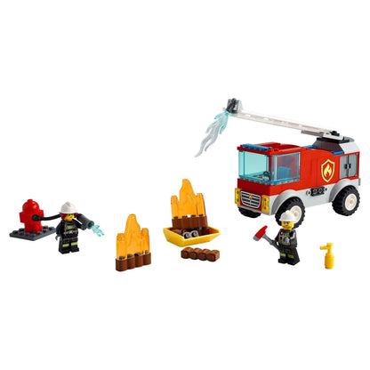 LEGO® City Fire Ladder Truck Toy 60280 with Freya McCloud and firefighting accessories, perfect for imaginative play.