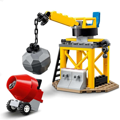LEGO® City Great Vehicles Construction set with bulldozer, wrecking ball, and cement mixer for kids.