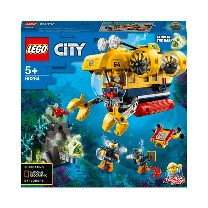 LEGO® City Ocean Exploration Submarine Sea Set 60264 featuring a submarine and explorers, supporting National Geographic Explorers.